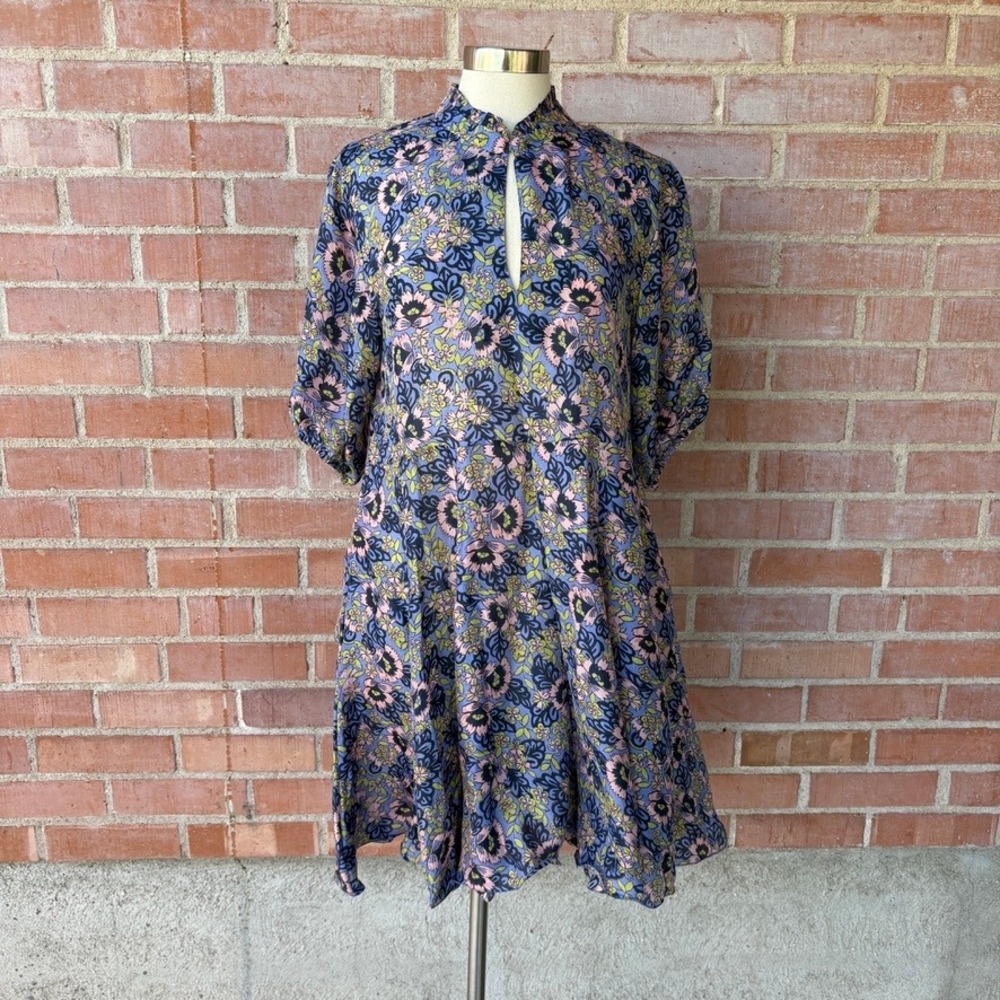 Hannah Artwear Gaia Mini Dress Lantana Serenade Floral Silk No Waist Tie Size 1